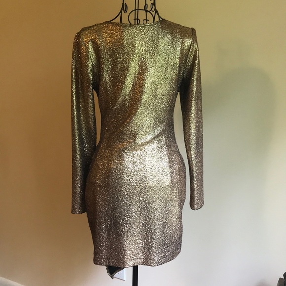 SOLD Gold Long Sleeve Dress - Picture 5 of 6